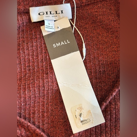 GILLI Women’s Collared Long Sleeve Brown Top with Gathered Front Detail Small - Picture 8 of 9